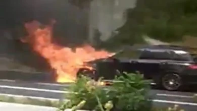 Auto in fiamme sull’autostrada nel pressi di Caserta