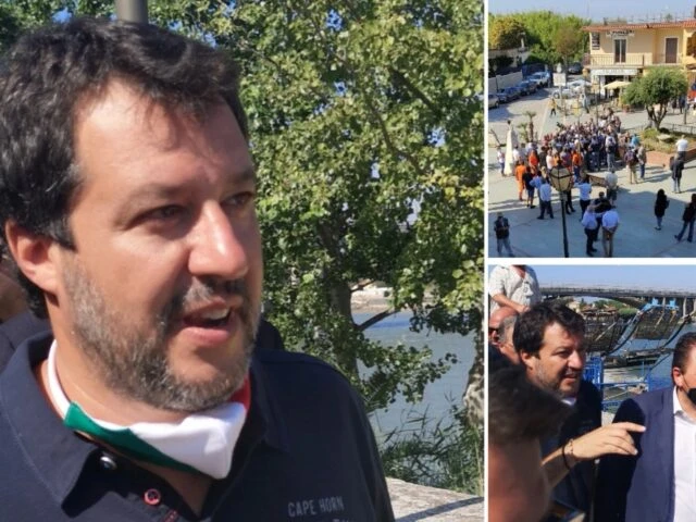 Salvini da Castel Volturno attacca i manifestanti di Mondragone, foto-video